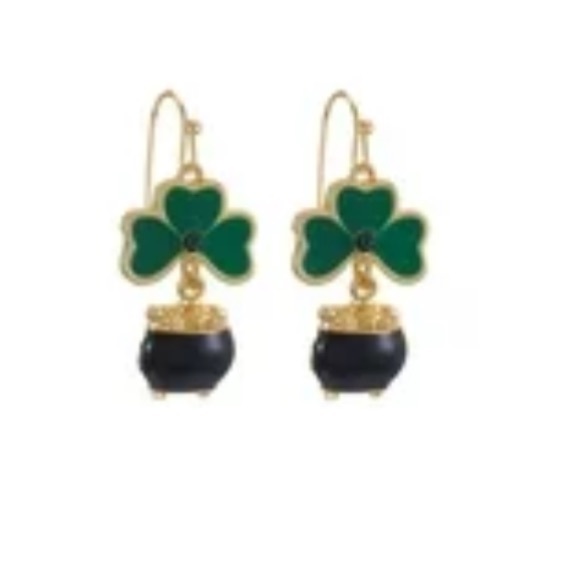 St. Patrick's Day Pot of Gold Fishhook Dangle Earrings NWT - Picture 7 of 9
